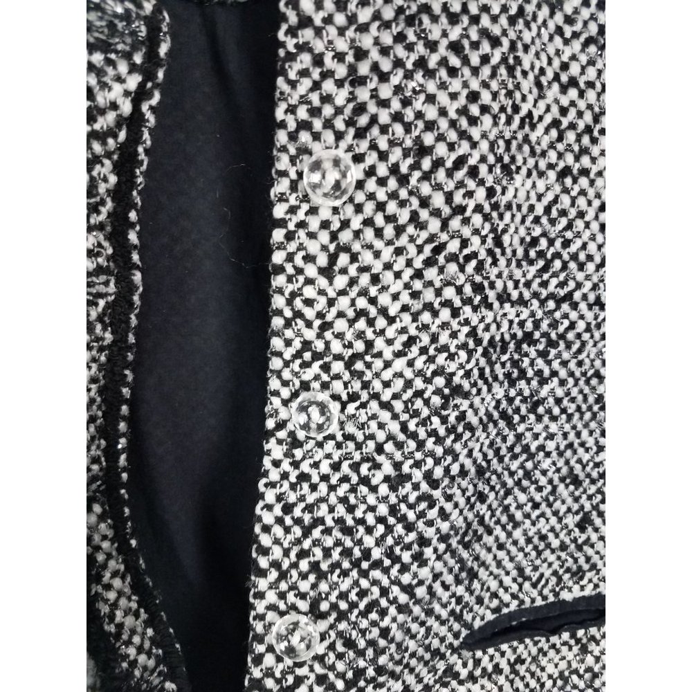 Lands' End Girls Sz. 7/8 Black/White/Silver Tweed Button Up Jacket/Blazer - Picture 5 of 9